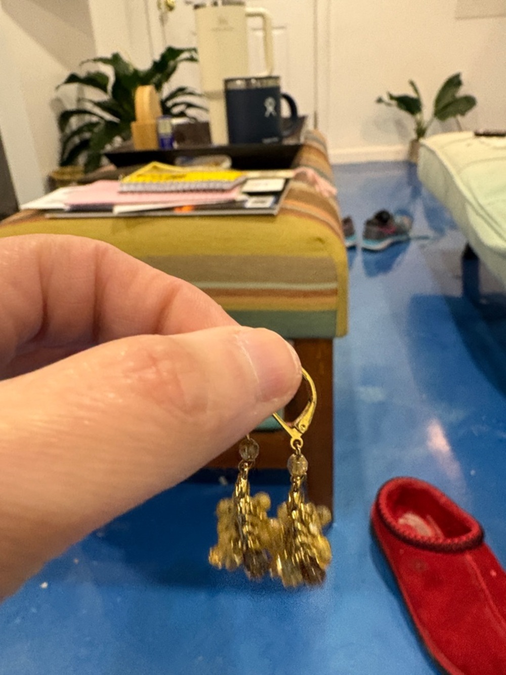 Gold Tone Cluster Dangle Earrings - Women Hair Accessory